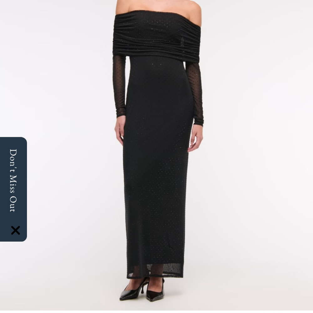 Abercrombie & Fitch Elegant Black Off-Shoulder Long Sleeve Dress